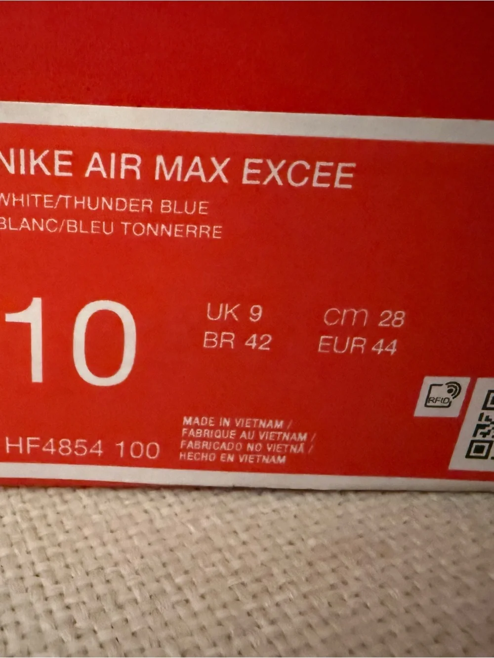 Nike Air Max Excee HF4854-100 White Thunder Blue Men’s 10 Sneakers